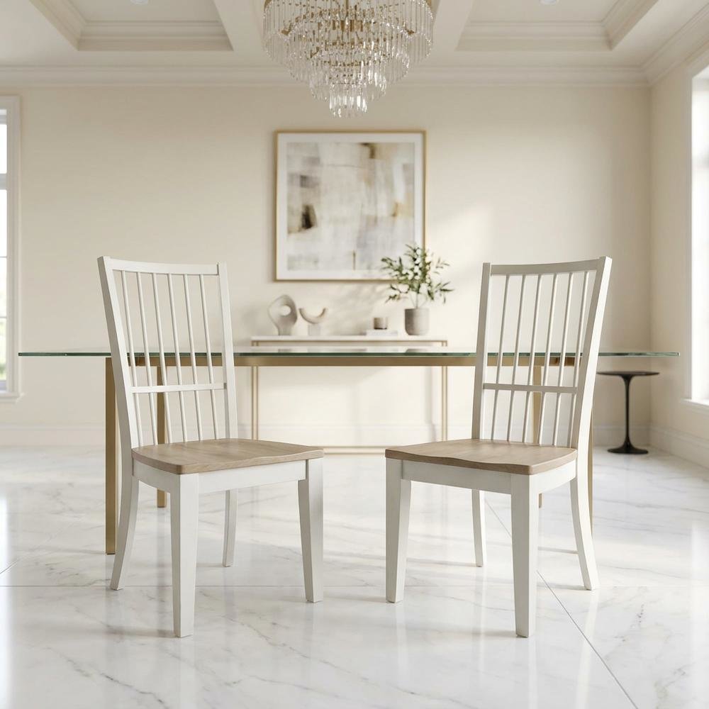 White Spindle Back Dining Chairs in Two-Pack with Classic Style and Comfort. Picture 2