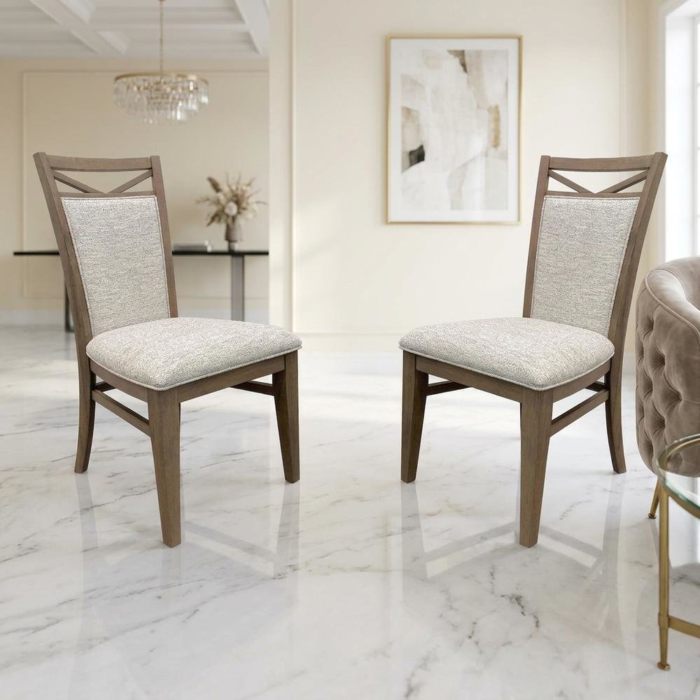 Brown Upholstered Dining Chairs Set with Ergonomic Armrests, 2-Pack. Picture 2