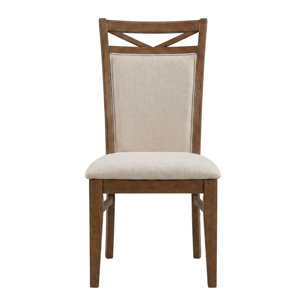 Brown Upholstered Dining Chairs Set with Ergonomic Armrests, 2-Pack. Picture 5