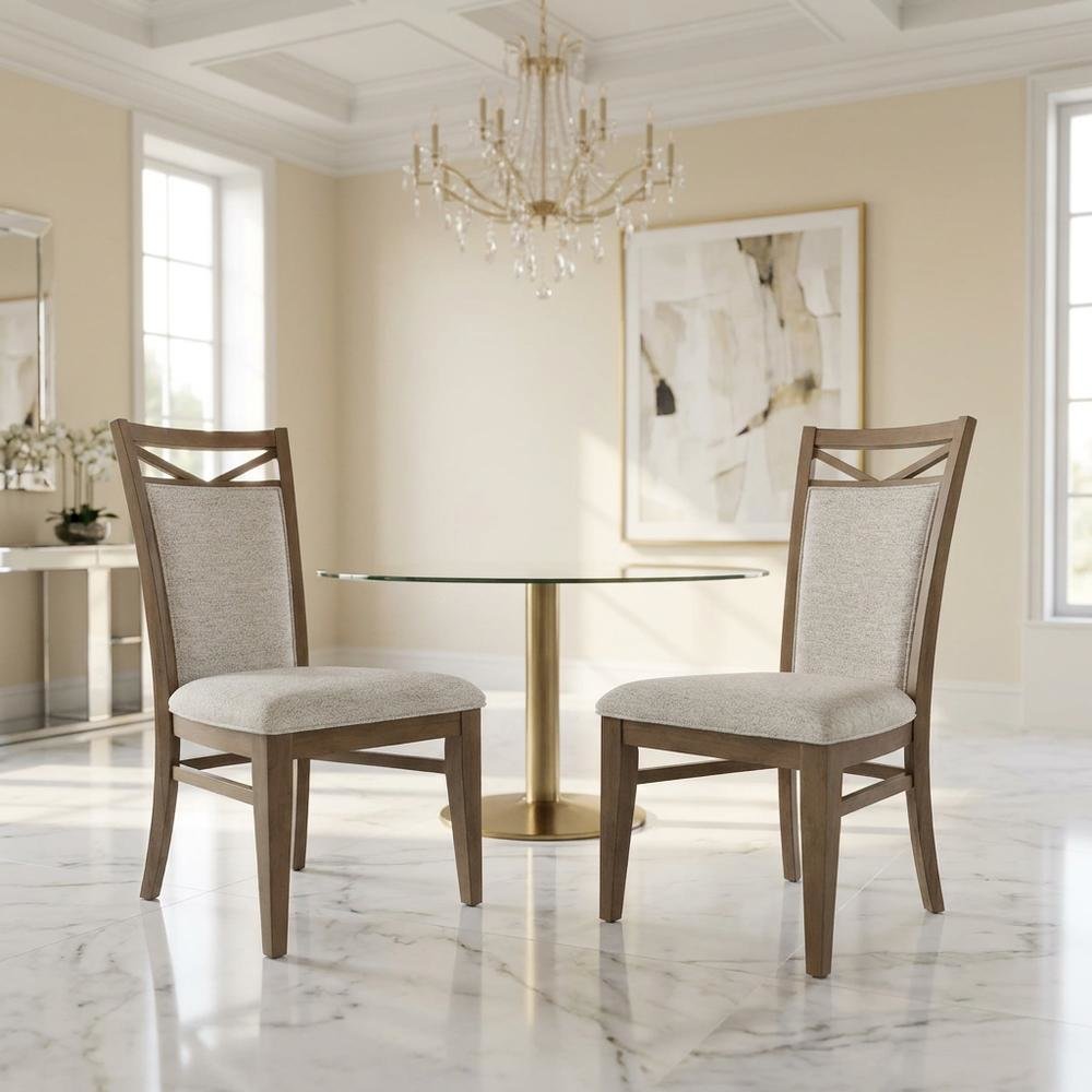 Brown Upholstered Dining Chairs Set with Ergonomic Armrests, 2-Pack. Picture 3