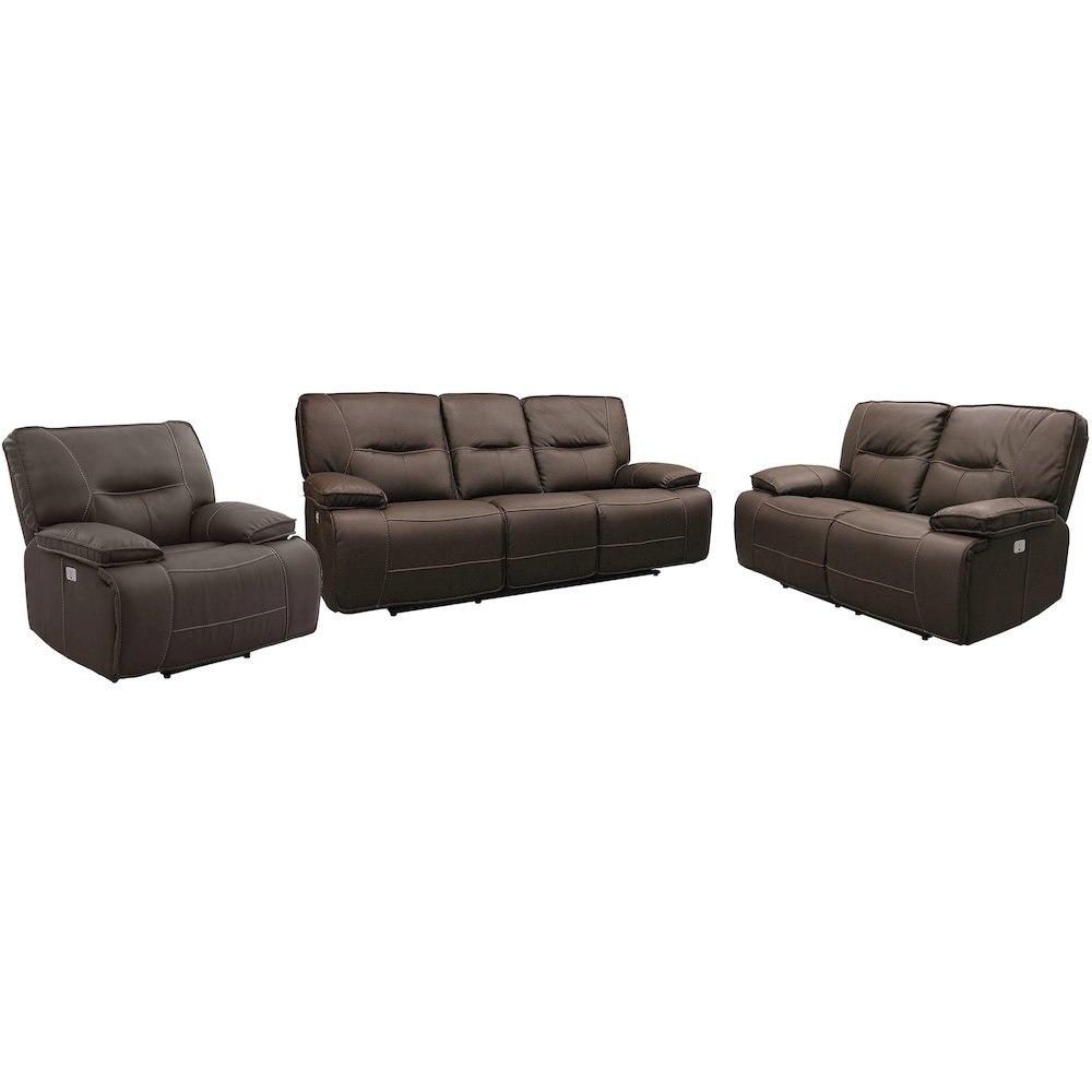 Spartacus - Chocolate Power Reclining Sofa Loveseat and Recliner. Picture 1