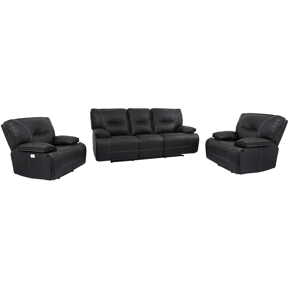 Spartacus - Black Power Reclining Sofa and Two Recliners. Picture 1