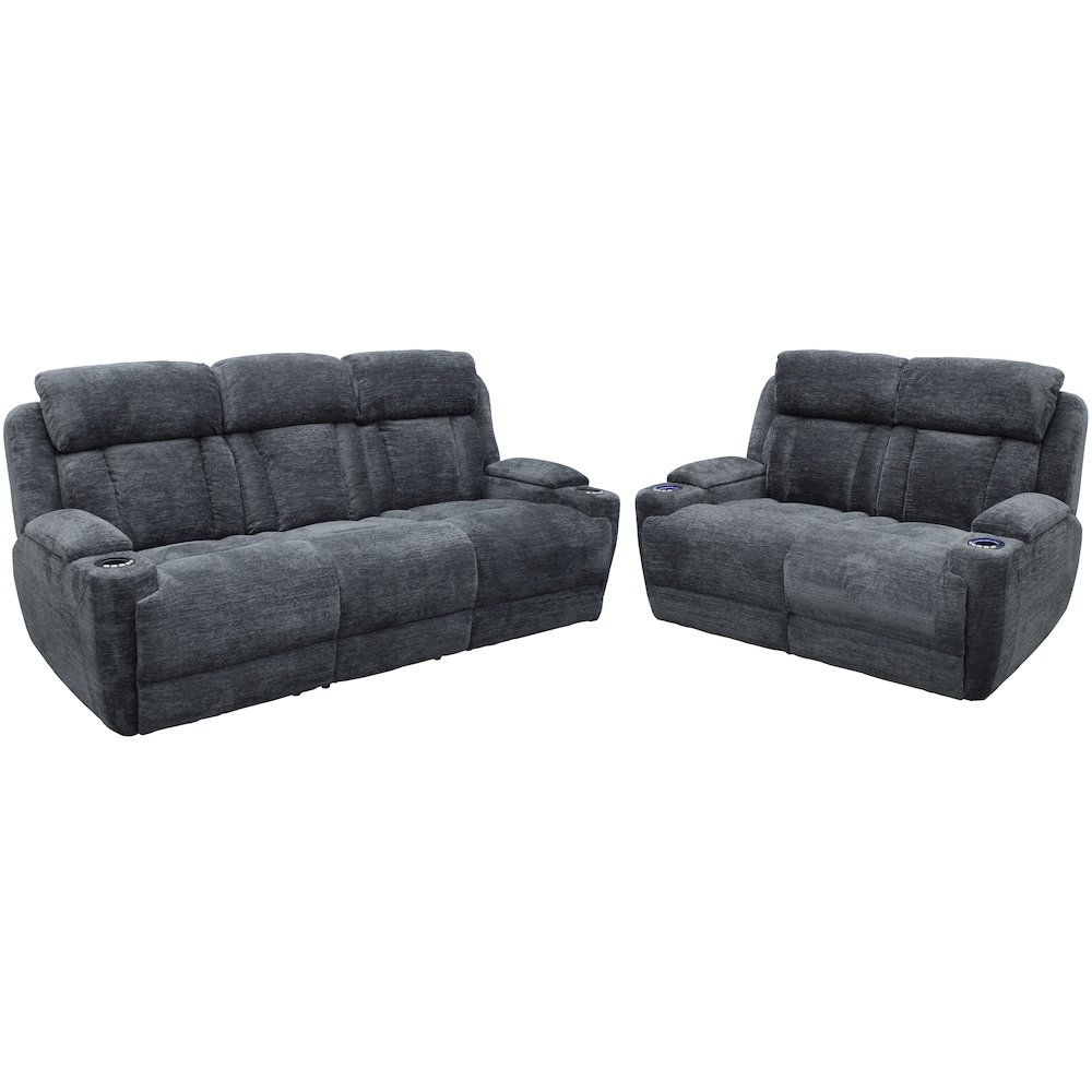 Dalton - Lucky Charcoal Power Reclining Sofa and Loveseat. Picture 1