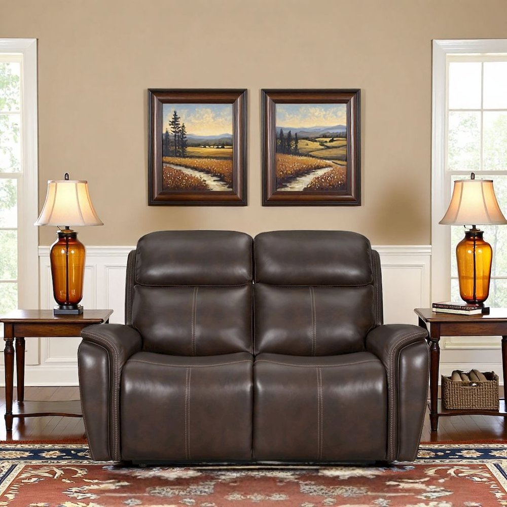 Brown Power Reclining Loveseat Recliner, Theater Seating for Home. Picture 3