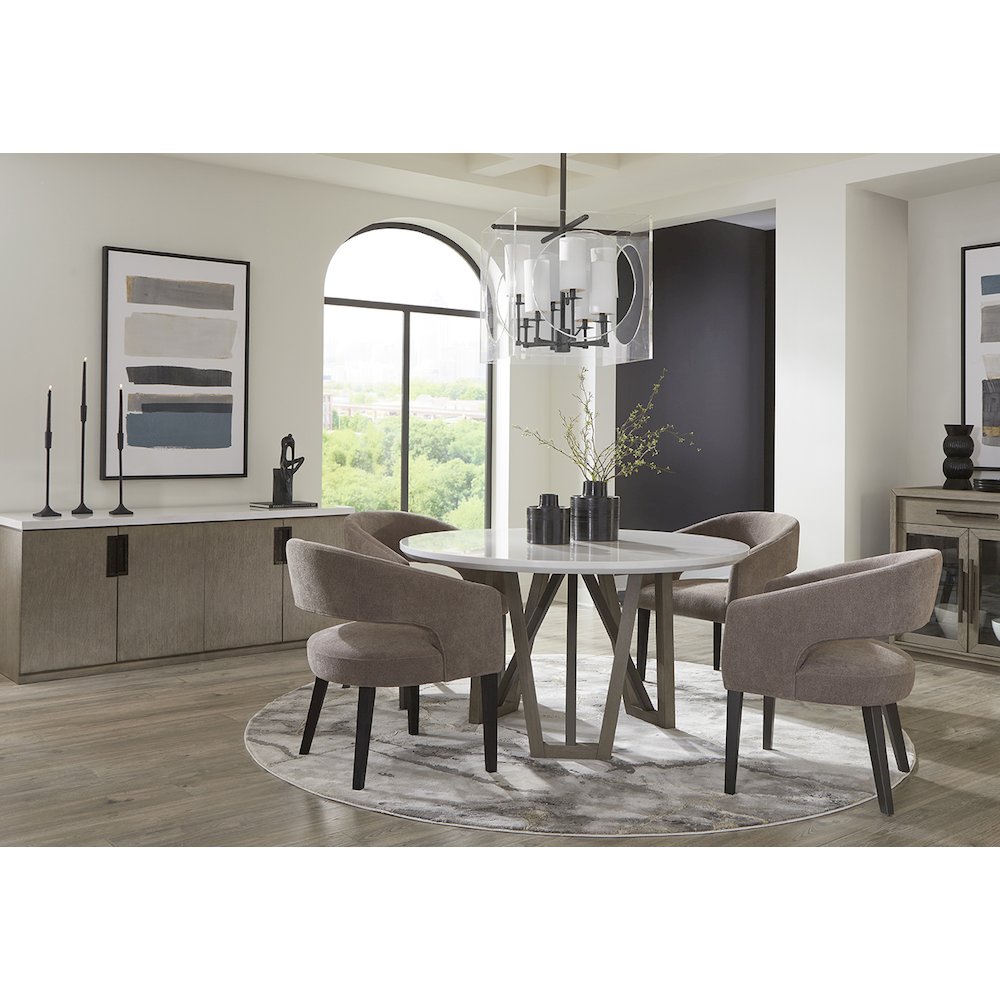 Pure Modern Dining 54 In. Round Table with Wood Base. Picture 4