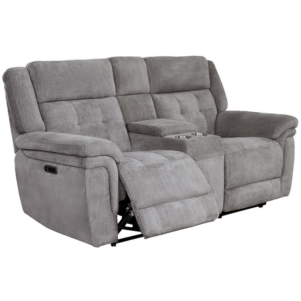Richland - Bristol Grey Power Reclining Console Loveseat. Picture 1