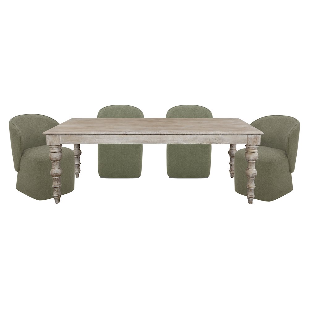 Eden Dining 84 In. Rectangular Dining Table With 4 Upholstered Chairs. Picture 1
