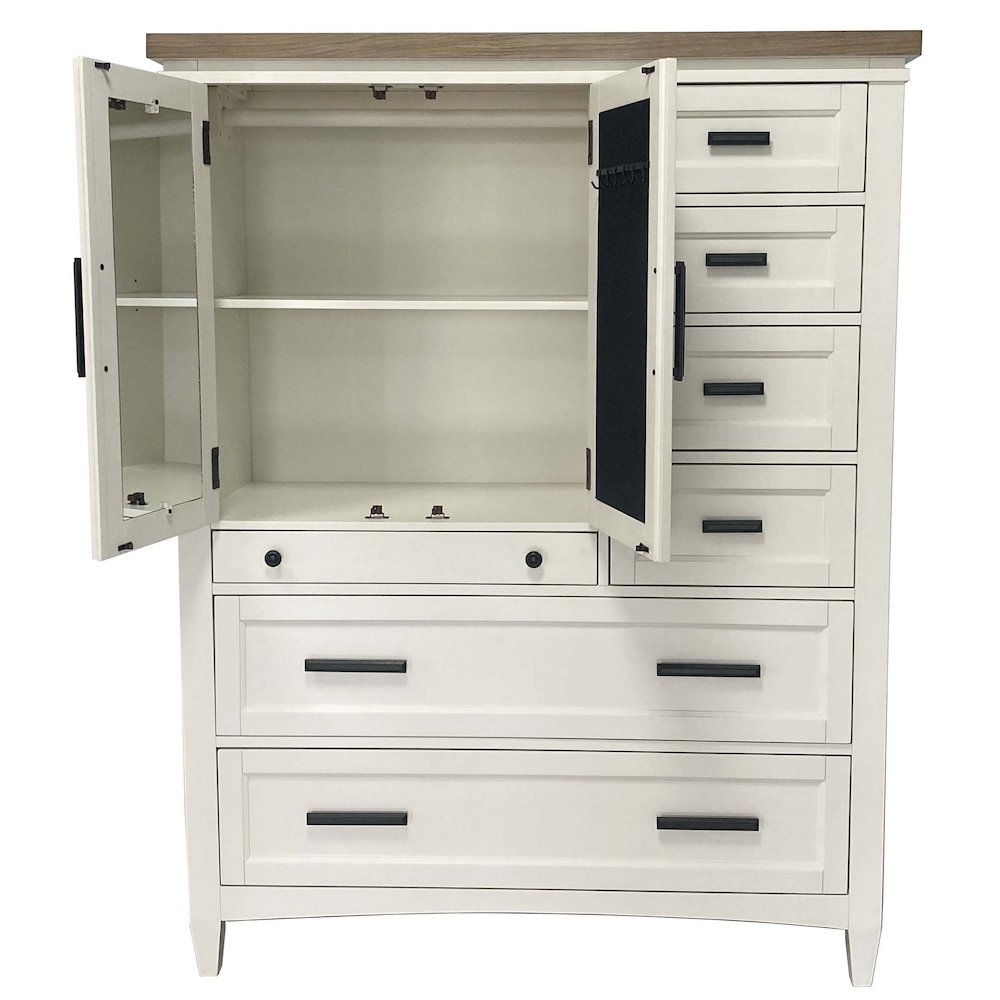 Modern Bedroom 7 Drawer Door Chest with Workstation. Picture 5