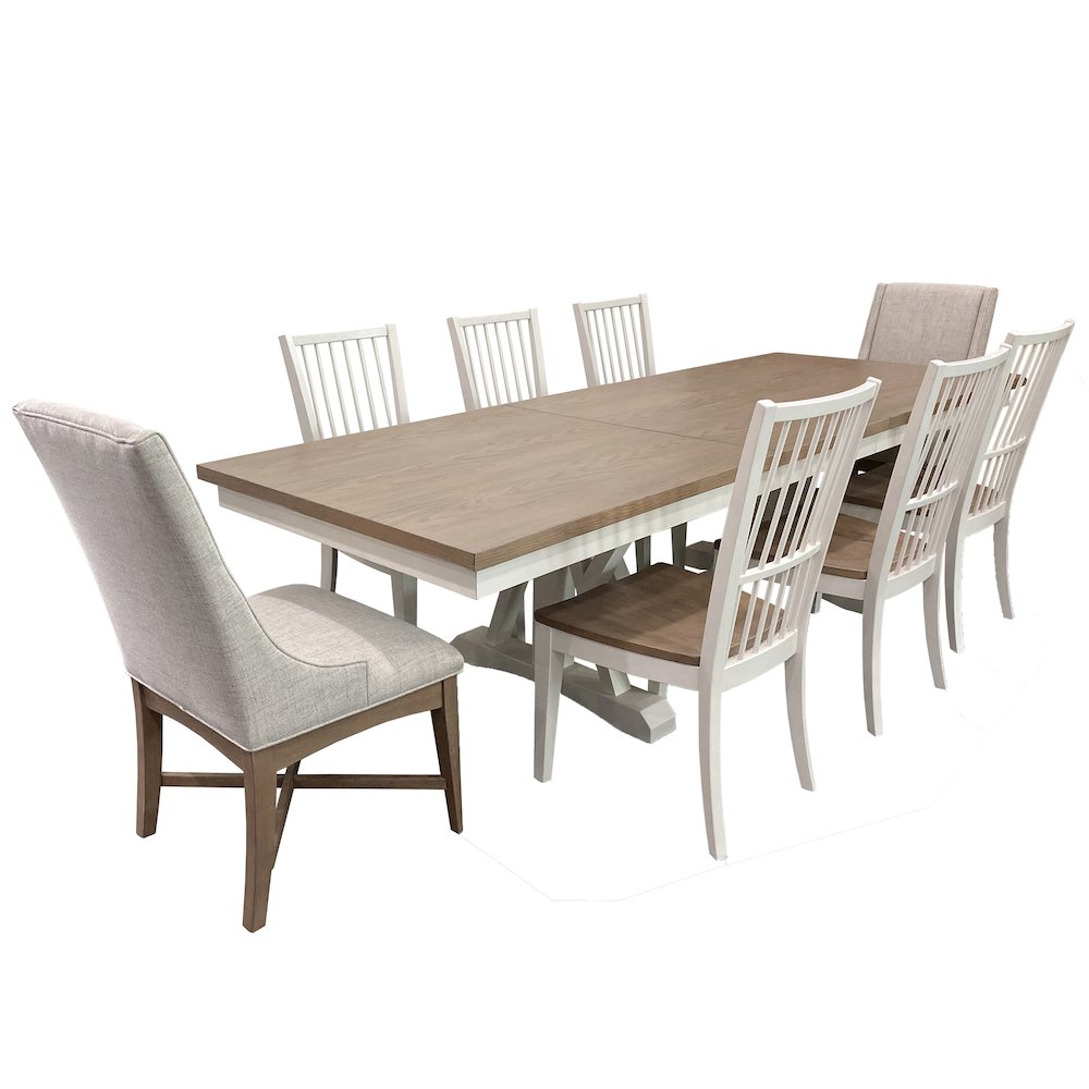 Modern Dining 88 In. Trestle Extendable Dining Table. Picture 5