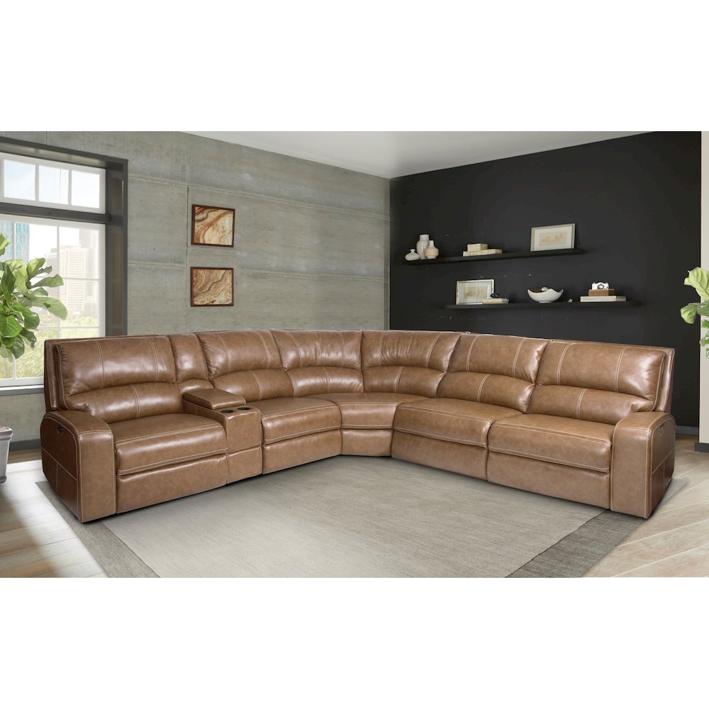 6 Piece Modular Power Reclining Sectional with Power Adjustable Headrests. Picture 2