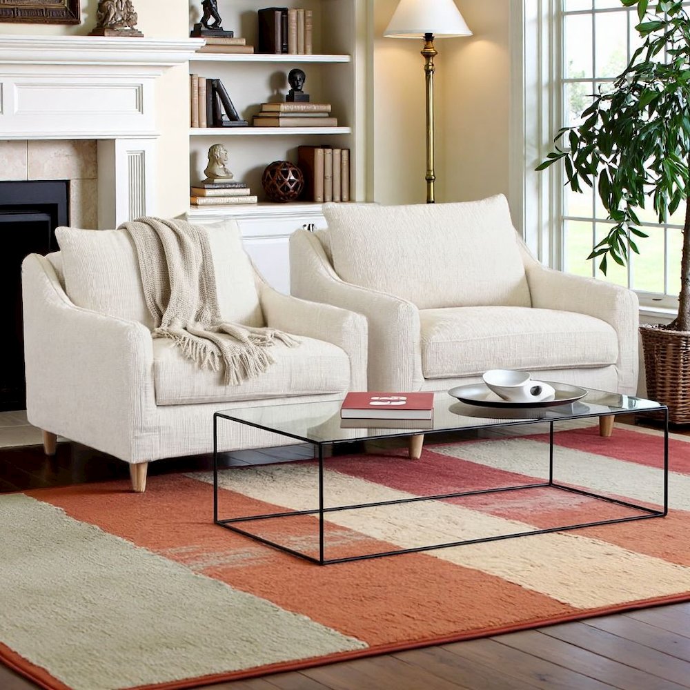 White Accent Chairs Set of 2, Armchair Style Living Room Side Chairs. Picture 3