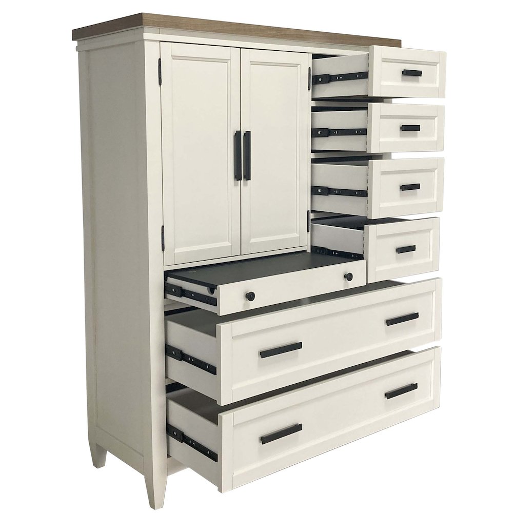 Modern Bedroom 7 Drawer Door Chest with Workstation. Picture 3
