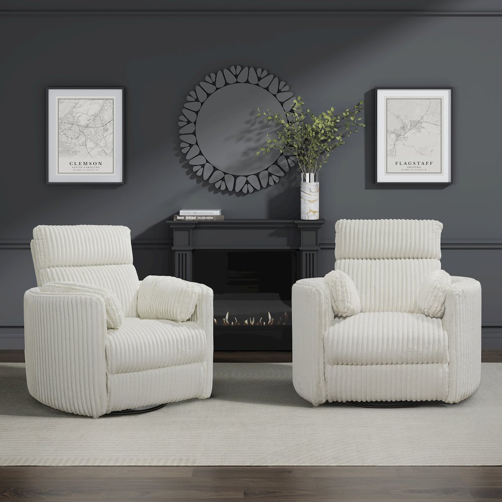 Radius - Mega Ivory Power Swivel Glider Recliner Two Pack. Picture 6
