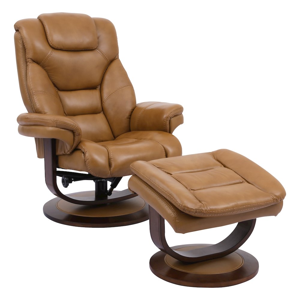 Monarch - Butterscotch Manual Reclining Swivel Chair and Ottoman. Picture 1