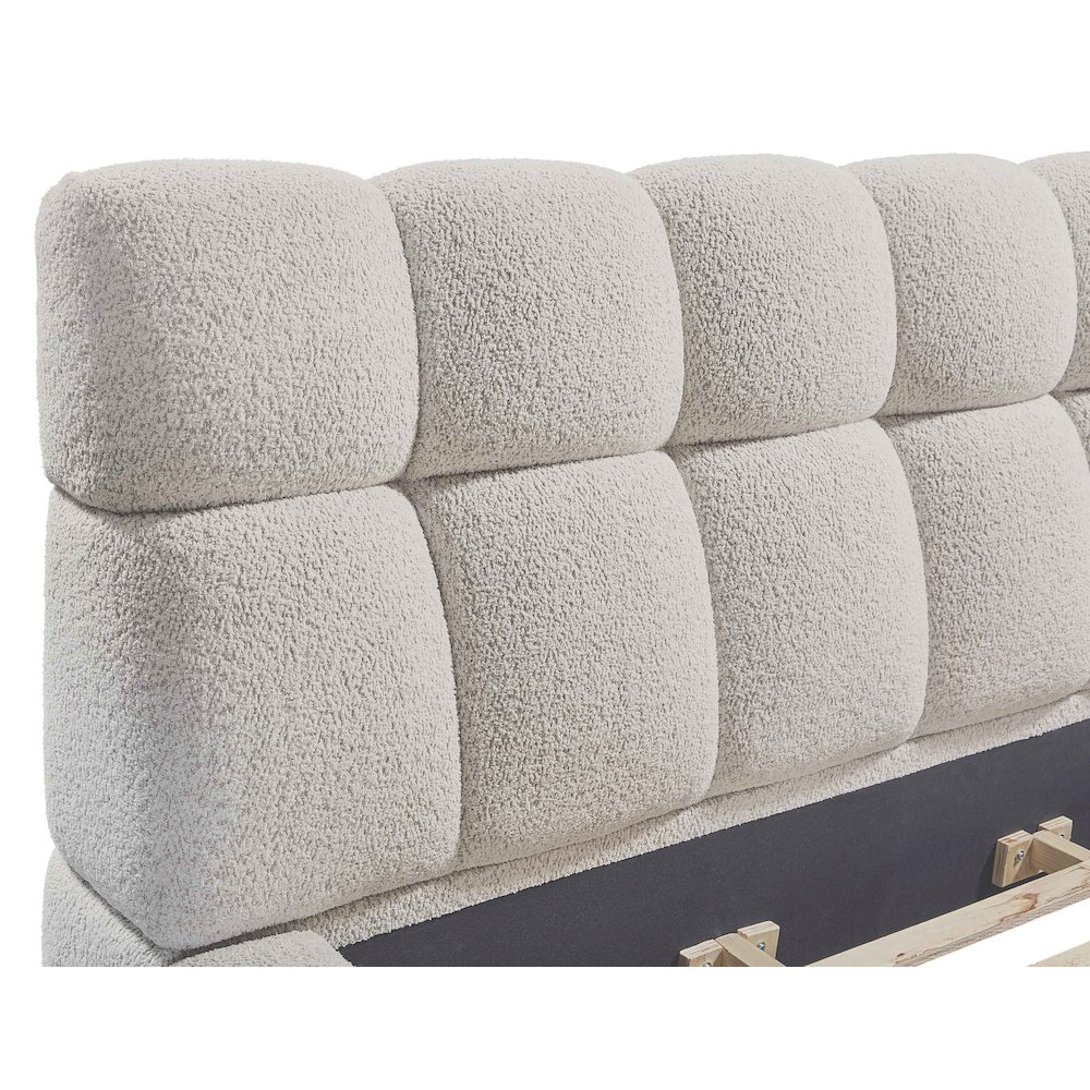 - Fluffy River Rock Queen Upholstered Bed. Picture 8