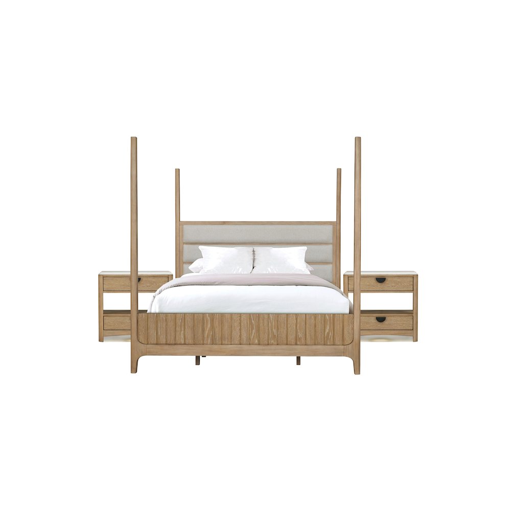 Bedroom Queen Poster Bed with 2 Nightstands. Picture 1