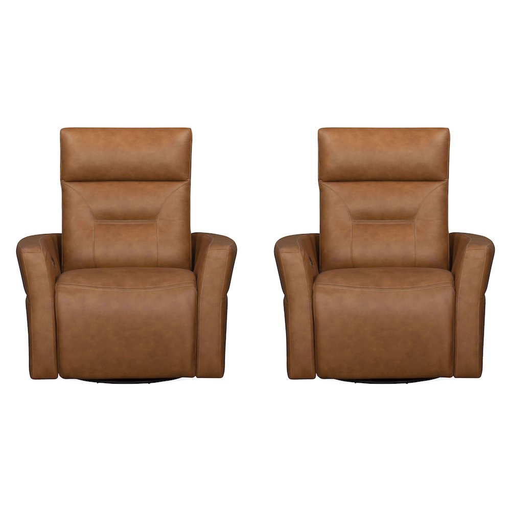 Remmington - Vintage Caramel Power Swivel Glider Recliner P2 Two Pack. Picture 1