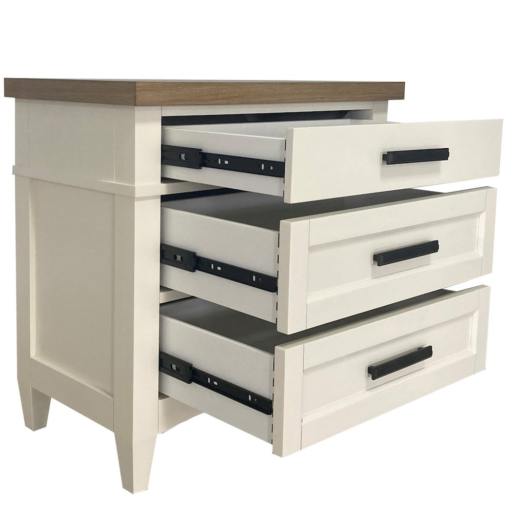Modern Bedroom 3 Drawer Nightstand with Charging Station. Picture 2