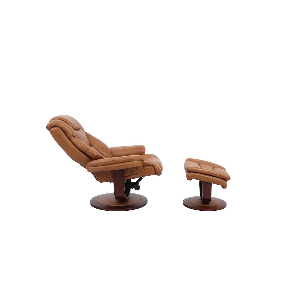 Monarch - Butterscotch Manual Reclining Swivel Chair and Ottoman. Picture 3