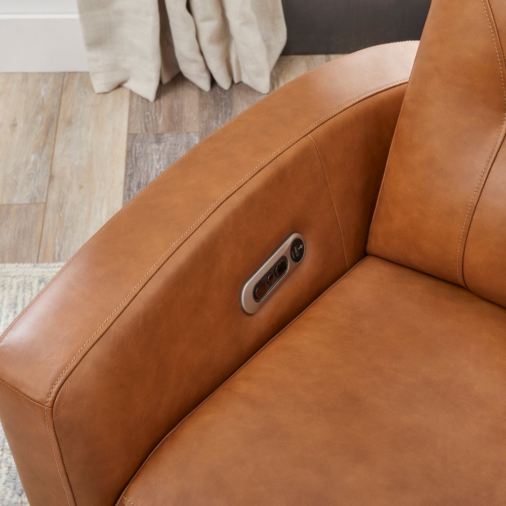 Remmington - Vintage Caramel Power Swivel Glider Recliner P2 Two Pack. Picture 11