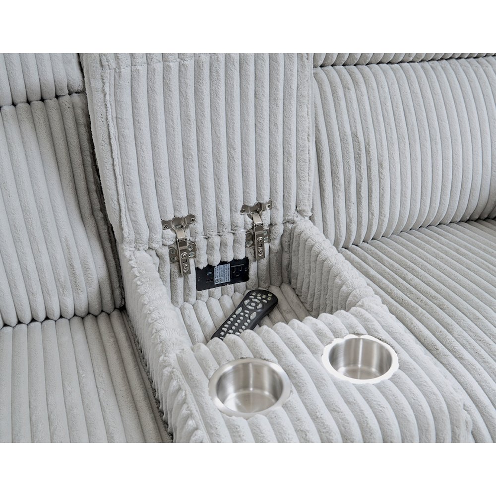 Radius - Mega Grey Power Glider Reclining Console Loveseat. Picture 8