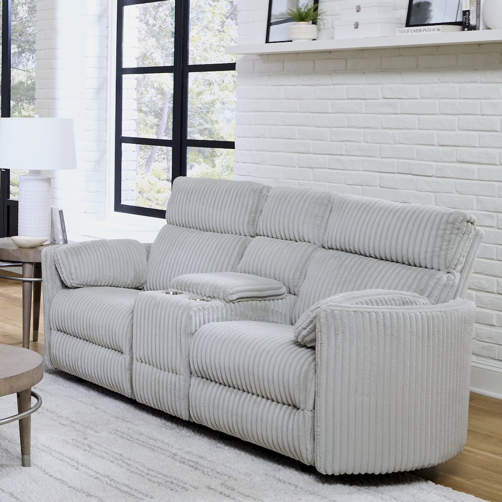 Radius - Mega Grey Power Glider Reclining Console Loveseat. Picture 2