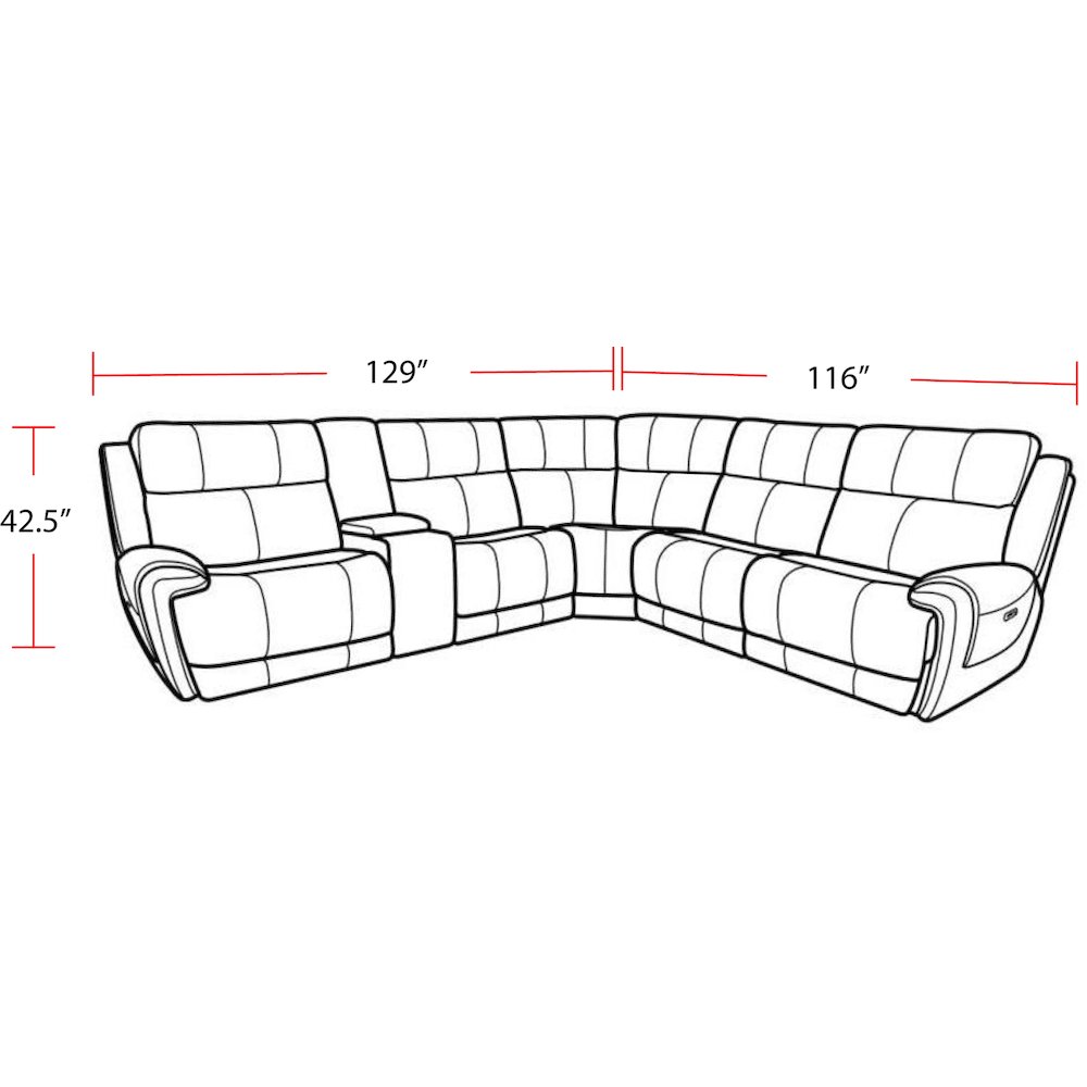 6 Piece Modular Power Reclining Sectional with Power Adjustable Headrests. Picture 3