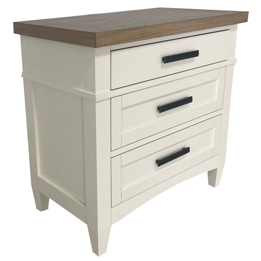 Modern Bedroom 3 Drawer Nightstand with Charging Station. Picture 1