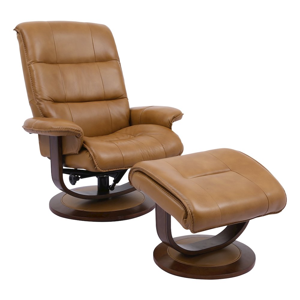 Knight - Butterscotch Manual Reclining Swivel Chair and Ottoman. Picture 1