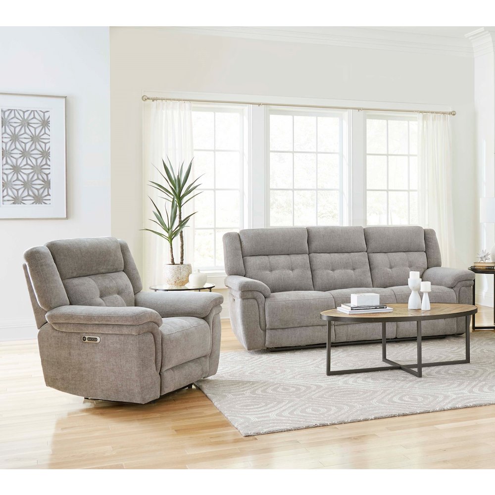 Richland - Bristol Grey Power Reclining Sofa and Recliner. Picture 6