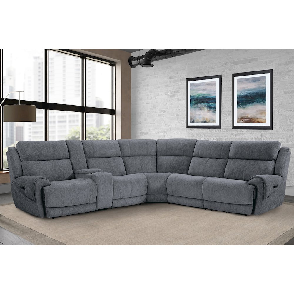 6 Piece Modular Power Reclining Sectional with Power Adjustable Headrests. Picture 2