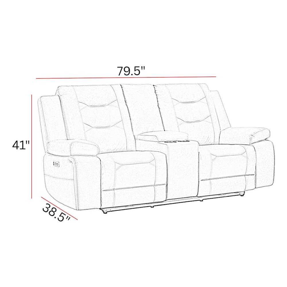 Caldwell - Tahoe Fog Power Console Loveseat P2. Picture 2
