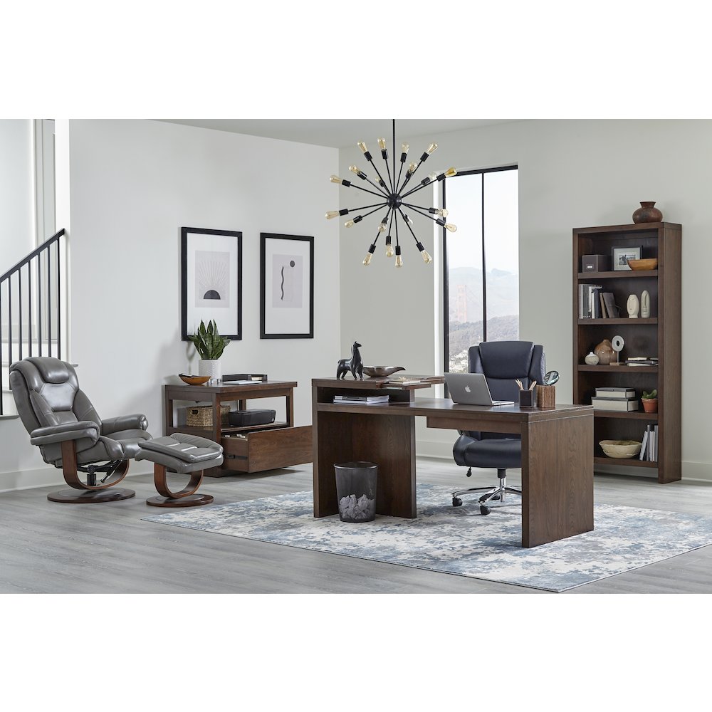 Monarch - Ice Manual Reclining Swivel Chair and Ottoman. Picture 12