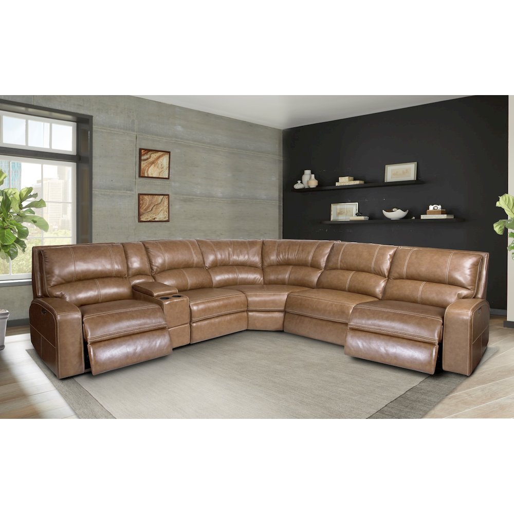 6 Piece Modular Power Reclining Sectional with Power Adjustable Headrests. Picture 4