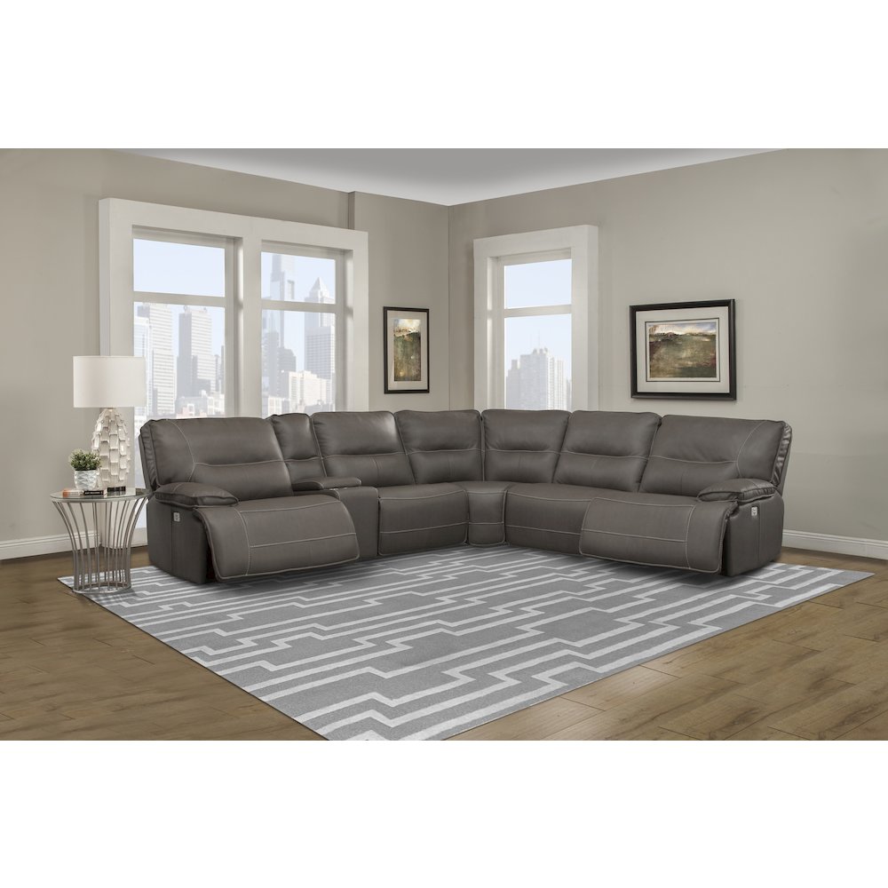 6 Piece Modular Power Reclining Sectional with Power Adjustable Headrests. Picture 8