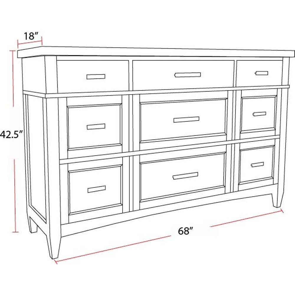 Modern Bedroom 9 Drawer Dresser. Picture 22