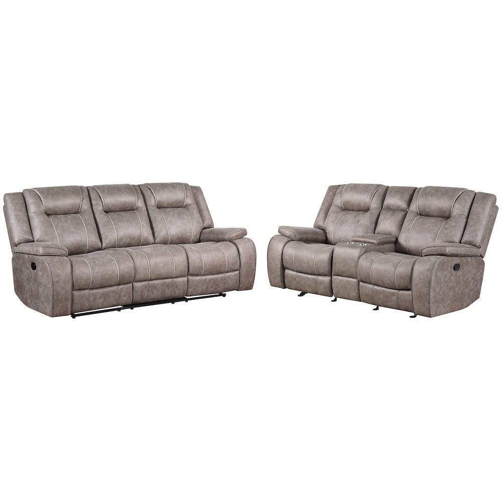 Blake - Desert Taupe Manual Reclining Sofa and Loveseat. Picture 1
