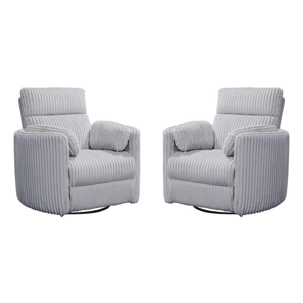 Radius - Mega Grey Power Swivel Glider Recliner Two Pack. Picture 1