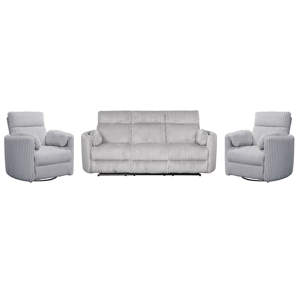 Radius - Mega Grey Power Reclining Sofa and Two Recliners. Picture 1