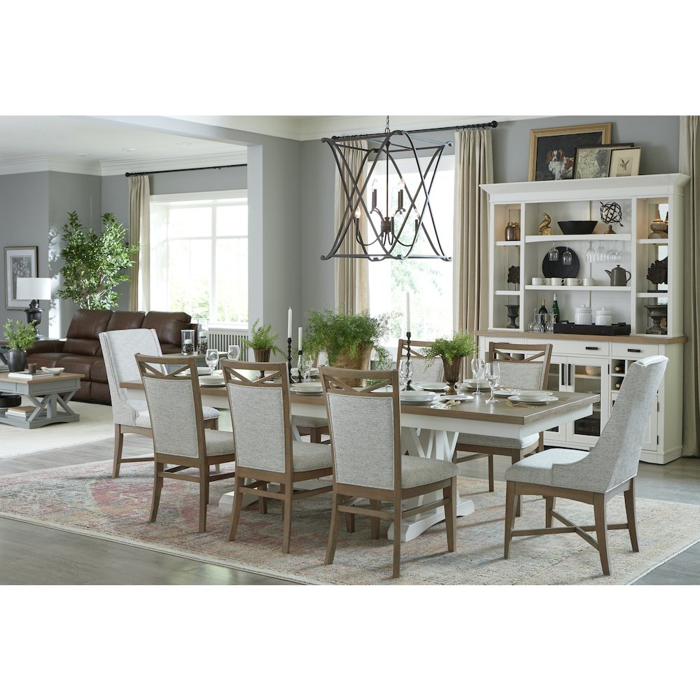 Modern Dining 88 In. Trestle Extendable Dining Table. Picture 12