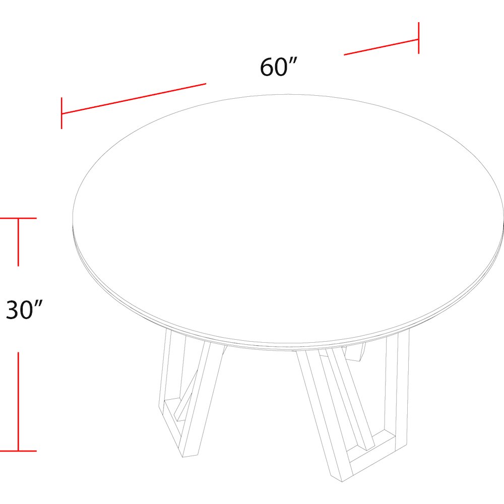 Pure Modern Dining 60 In. Round Table with Wood Base. Picture 8