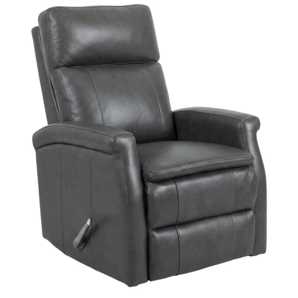 Contemporary Warm Grey Swivel Glider Recliner with Comfortable Headrest. Picture 1