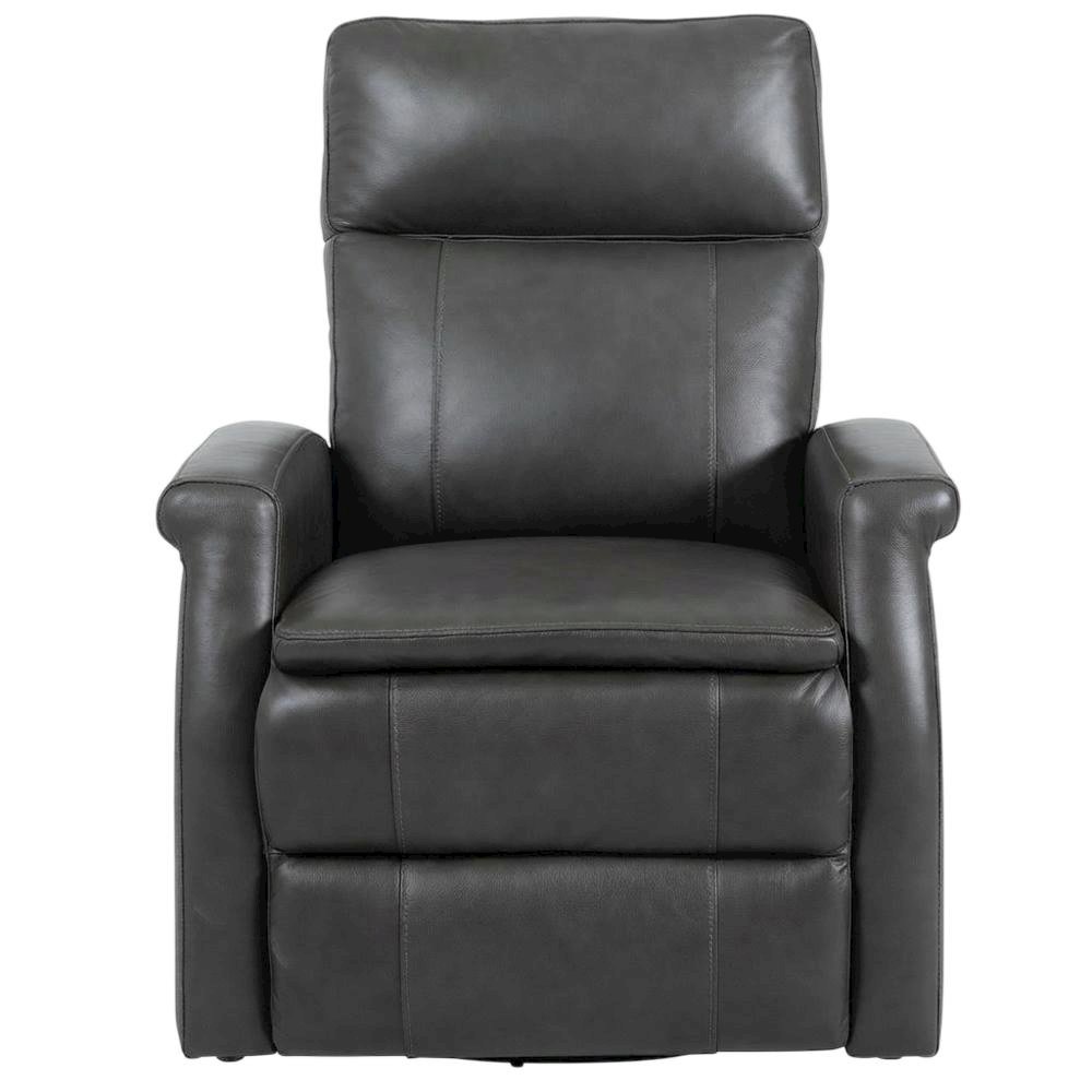 Contemporary Warm Grey Swivel Glider Recliner with Comfortable Headrest. Picture 5