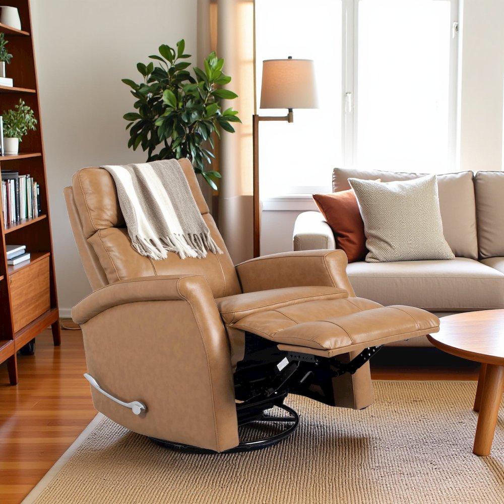 Beige Swivel Glider Recliner, Nursing Chair, Baby Glider Chair for Nursery. Picture 3