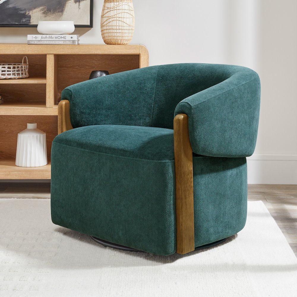 Finley - Island Teal Swivel Accent Chair Two Pack. Picture 8