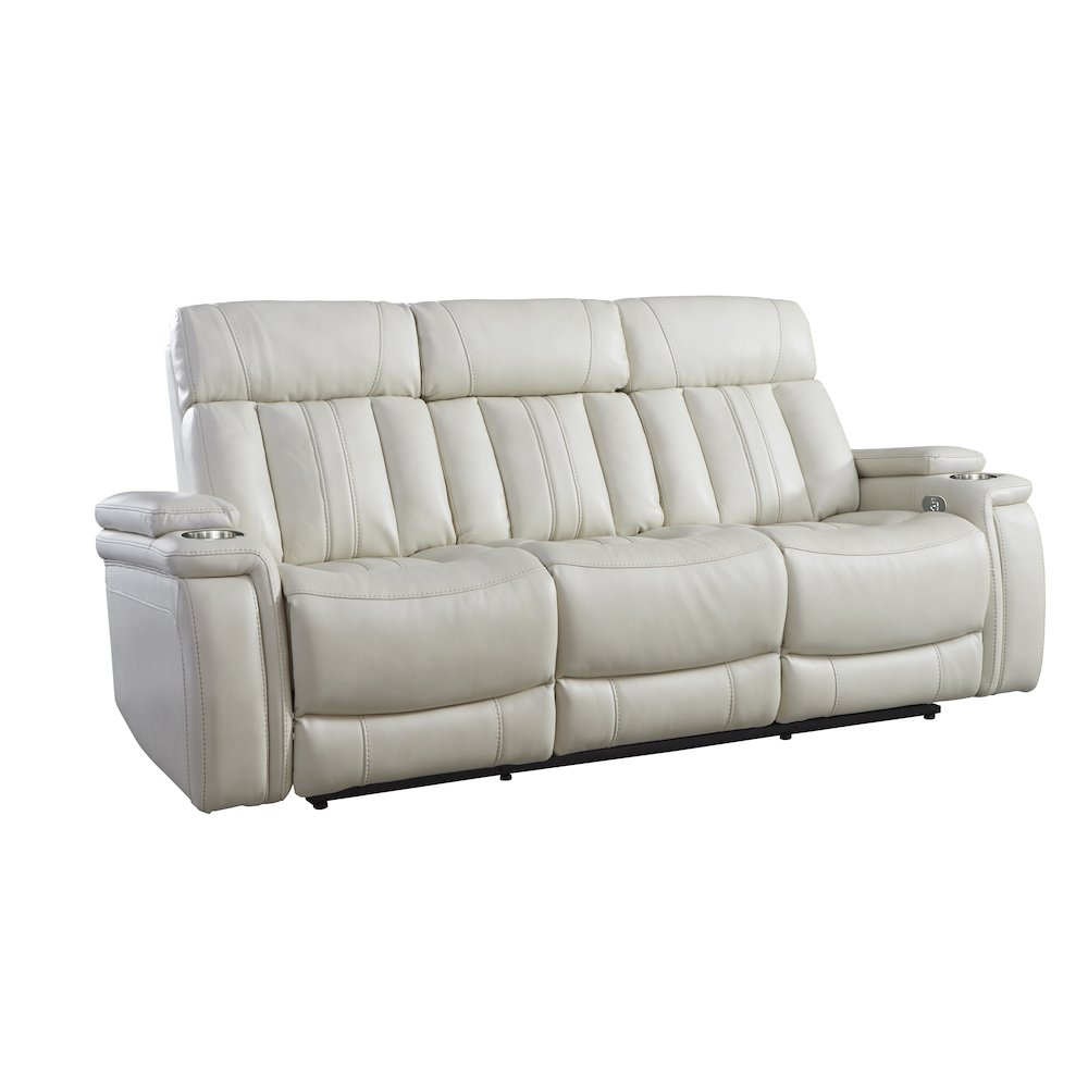 Royce - Fantom Ivory Power Reclining Sofa with Drop Down Console. Picture 1