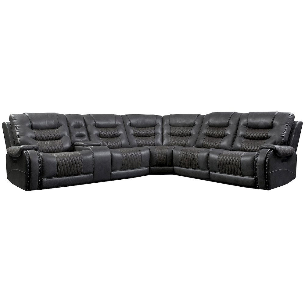 Stallion 6 Piece Modular Power Sectional with Drop Down Table. Picture 1