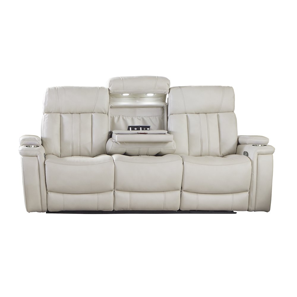 Royce - Fantom Ivory Power Reclining Sofa with Drop Down Console. Picture 3