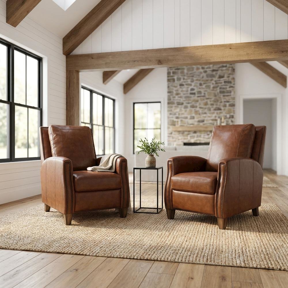 Chestnut Recliner Two Pack with Transitional Style and Comfortable Seating. Picture 2