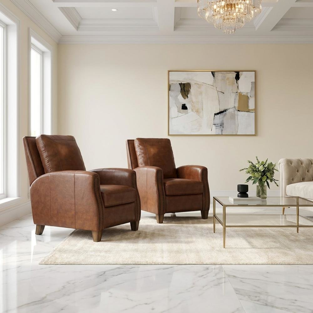 Chestnut Recliner Two Pack with Transitional Style and Comfortable Seating. Picture 3
